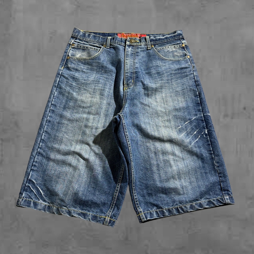 Vintage‎ Roadblock Mens Distressed Baggy Y2k Luxury Stitching Denim Jorts